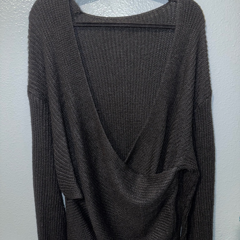 SHEIN Black Wrap Around Knit Sweater